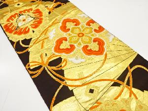 アンティーク　桧扇・華紋・蝶模様織り出し袋帯（材料）